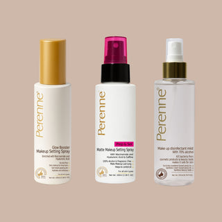 Buy Combo of Perenne Glow Booster Makeup Setting Spray, Prep & Set Matte Makeup Setting Spray & Makeup Disinfectant Mist (100ml x 100mlx 200ml)
