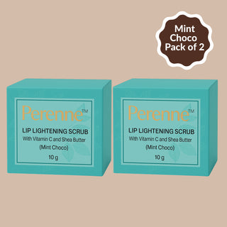Perenne Lip Lightening Scrub (Mint Choco) | Exfoliates & Rejuvenates | Removes Pigmentation & Dead Skin | Vitamin C & Shea Butter | Hydrating & Plumping (10gm)