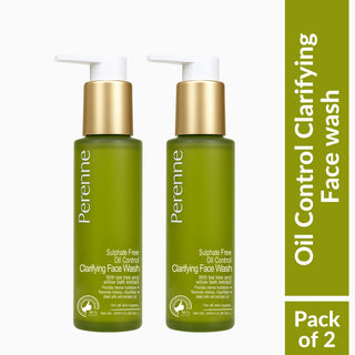 Perenne Oil Control Clarifying Face wash | Anti-Acne & Deep Pore Cleansing |Tea Tree & Willow Bark Extract | Glycolic Acid | Sulphate-Free & Oil-Free | For Acne-Prone and Oily Skin (100ml)