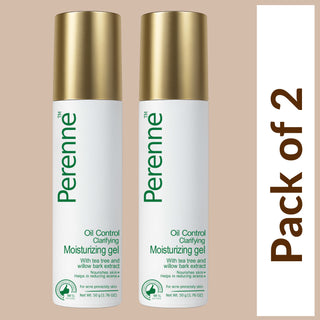 Perenne Oil Control Clarifying Moisturizing Gel | Prevents Acne & Breakouts | Gel Based , Non-Greasy, Lightweight & Non-Comedogenic | Tea Tree & Willow Bark Extracts | For Oily & Acne-Prone Skin | Men & Women (50g)