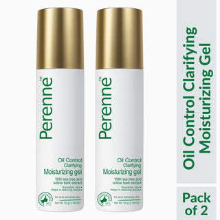 Perenne Oil Control Clarifying Moisturizing Gel | Prevents Acne & Breakouts | Gel Based , Non-Greasy, Lightweight & Non-Comedogenic | Tea Tree & Willow Bark Extracts | For Oily & Acne-Prone Skin | Men & Women (50g)
