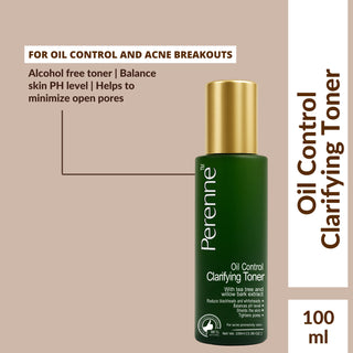 Perenne Clarifying Oil Control Toner | Alcohol-Free | Controls Excess Oil & Acne Breakouts | Minimizes Pores & Balances Skin pH | Dermatologically Tested (50ml & 100ml)