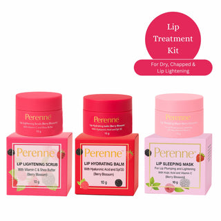 Pack Of Perenne Lip Hydrating balm, Lip Lightening Scrub & Lip Sleeping Mask (Berry Blossom, 10gm x 3)