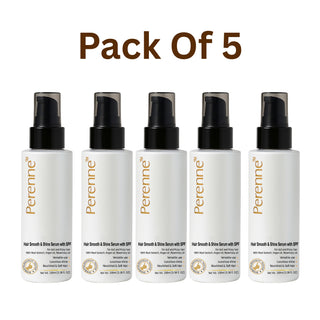 Perenne Hair Smooth and Shine Serum with SPF – Pack of 5 (100ml each) | With Root Biotech, Argan Oil & Rosemary Oil | Anti-Frizz Hair Serum for Shine, UV & Heat Protection | Suitable for All Hair Types