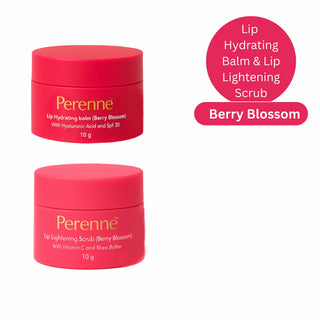 Perenne Lip Hydrating balm & Lip Lightening Scrub (Berry Blossom-10gm x 2)