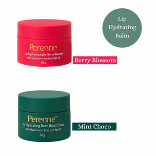 Perenne Lip Hydrating balm With Hyaluronic acid and SPF 30 (Berry blossom & Mint Choco-10gm x 2)