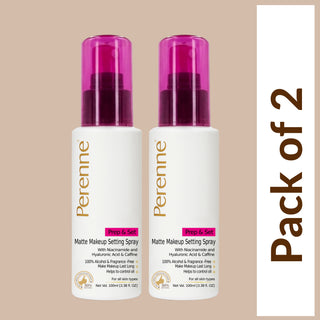 Perenne Prep & Set Matte Makeup Setting Spray with Niacinamide, Hyaluronic Acid & Caffeine |Matte Finished| Helps to control oil | For Long Lasting makeup up to 24 hrs* |100% Alcohol-Free & Fragrance-Free (100ml)