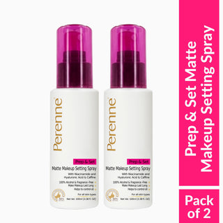 Perenne Prep & Set Matte Makeup Setting Spray with Niacinamide, Hyaluronic Acid & Caffeine |Matte Finished| Helps to control oil | For Long Lasting makeup up to 24 hrs* |100% Alcohol-Free & Fragrance-Free (100ml)