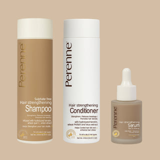 Buy Combo of Sulphate Free Hair Strengthening Shampoo (250ml), Hair Strengthening Conditioner (250ml), & Hair Strengthening Serum.