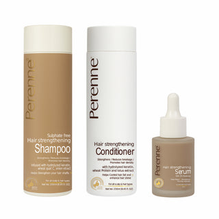 Buy Combo of Sulphate Free Hair Strengthening Shampoo (250ml), Hair Strengthening Conditioner (250ml), & Hair Strengthening Serum.