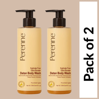 Perenne Sulphate Free Glow Booster Detan Body Wash | 5% AHA, Niacinamide & Hyaluronic Acid | Brightens & Exfoliates | Deep Cleansing & Hydrating | Paraben-Free (250ml)