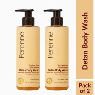 Perenne Sulphate Free Glow Booster Detan Body Wash | 5% AHA, Niacinamide & Hyaluronic Acid | Brightens & Exfoliates | Deep Cleansing & Hydrating | Paraben-Free (250ml)