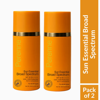 Perenne Sun Essential Broad Spectrum SPF 50 PA++++ Sunscreen Gel Cream | Lightweight | Non-Greasy | No White Cast | UVA & UVB Protection | For All Skin Types | Men & women (50ml)