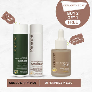 Buy Combo of Perenne Sulphate-Free Clarifying Anti-Dandruff Shampoo (250ml) & Hair Strengthening Conditioner (250ml) & Get Hair Strengthening Serum FREE
