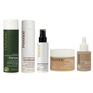 Perenne Haircare Combo - Clarifying Anti-dandruff Shampoo, Conditioner, Hair Smooth and Shine Serum, , Hair Strengthening Mask & Serum | Reduces Dandruff and promotes clear & healthy scalp | Men & Women