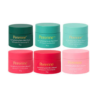 Combo Pack Of Perenne Lip Hydrating Balm,  Lip Lightening Scrub & Lip Sleeping Mask (Berry Blossom & Mint Choco, 10gm x 6)