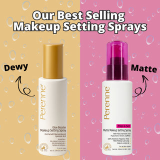 Perenne Best Selling Makeup Setting Sprays Combo - Glow Booster Invisible Makeup Setting Spray and Prep & Set Matte Makeup Setting Spray