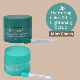 Perenne Lip Lightening Scrub & Lip Hydrating balm (Mint Choco- 10gm x 2)