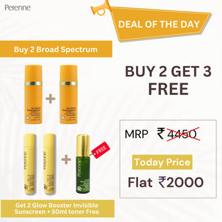 Buy 2 Perenne Broad Spectrum SPF 50 PA++++ Sunscreen Gel Cream & Get FREE 2 Glow Booster Invisible Sunscreen SPF 50 PA+++ & 1 Clarifying oil control toner 50ml