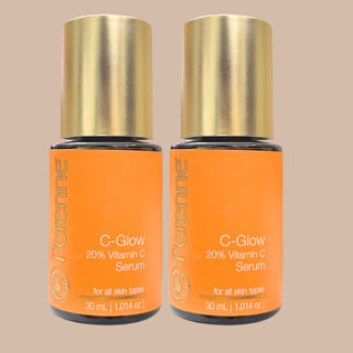 Perenne C-Glow 20% Vitamin C Serum | 20% EAA (Ethyl Ascorbic Acid) | Target Hyperpigmentation | Brightening & Anti-Aging | Antioxidants & Hyaluronic Acid  | For All Skin Types | Men & Women (30 ml)