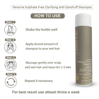Twin Pack of Perenne Sulphate Free Clarifying Anti Dandruff Shampoo (250ml x 2)