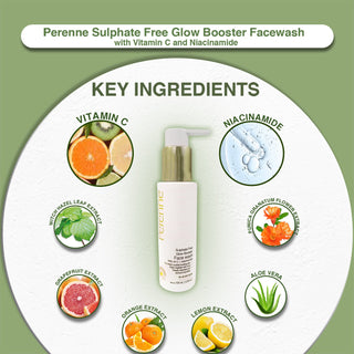 Perenne Sulphate Free Glow Booster Facewash with Vitamin C and Niacinamide